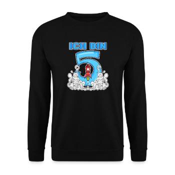 Junge 5 Jahre alt - Ich bin 5 - 5. Geburtstag - Unisex Pullover - Schwarz - Vorne - Alina (178cm) & Michal (187cm)
