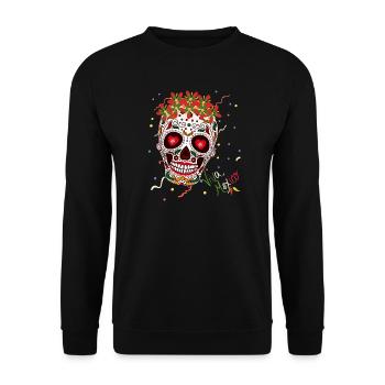 Viva Mexico - Day of the Dead - Unisex Pullover - Schwarz - Vorne - Alina (178cm) & Michal (187cm)