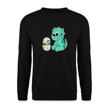 Dinosaures avec bébés dinosaures - Sweat-shirt Unisexe - noir - Devant - Alina (178cm) & Michal (187cm)