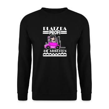 Staplerfahrerin Gabelstapler Lager Logistik Damen - Unisex Pullover - Schwarz - Vorne - Alina (178cm) & Michal (187cm)