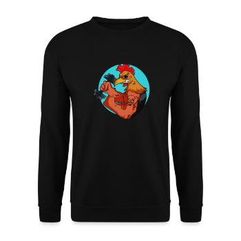Strong Muscle Chicken Fitness Gym Chickens - Unisex Sweatshirt - black - Front - Alina (178cm) & Michal (187cm)