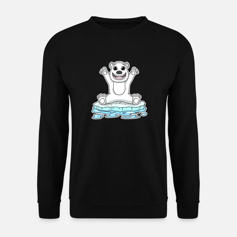 Eisbär Polarbär Bär Motiv für Kinder - Unisex Pullover - Schwarz
