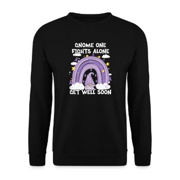 Gnome One Fights Alone Cancer Awareness - Unisex Sweatshirt - black - Front - Alina (178cm) & Michal (187cm)