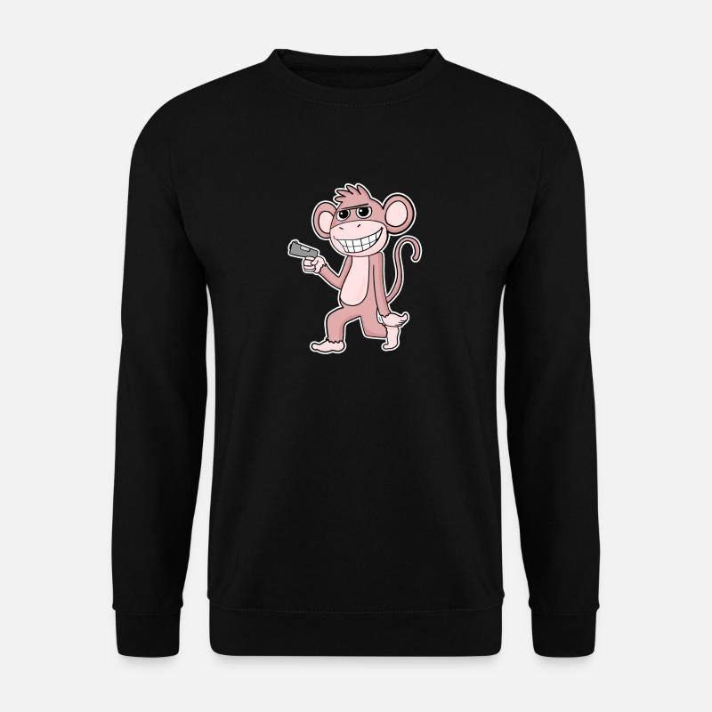 Affe mit Pistole - Unisex Pullover - Schwarz