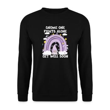 Gnome One Fights Alone Cancer Awareness - Unisex Sweatshirt - black - Front - Alina (178cm) & Michal (187cm)
