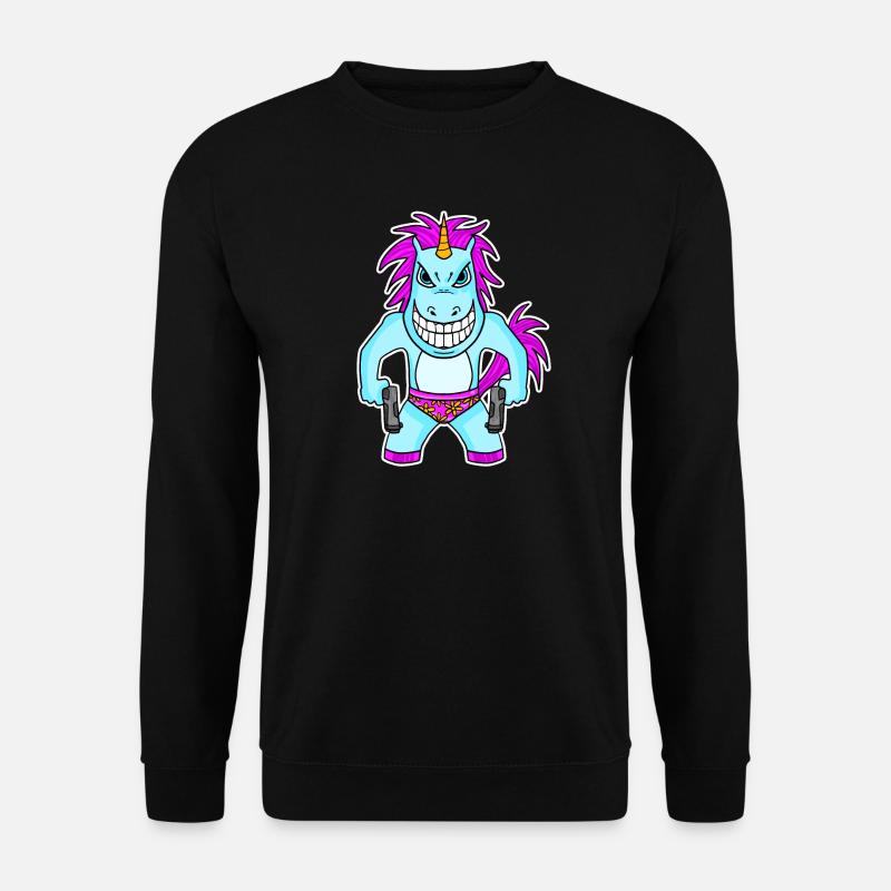 Einhorn mit Pistole - Unisex Pullover - Schwarz