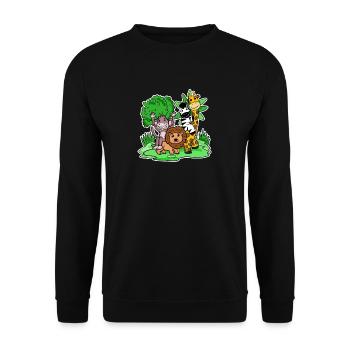 Niedliche Tiere Affe Löwe Zebra Giraffe - Unisex Pullover - Schwarz - Vorne - Alina (178cm) & Michal (187cm)