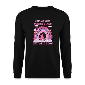 Gnome One Fights Alone Breast Cancer - Unisex Sweatshirt - black - Front - Alina (178cm) & Michal (187cm)