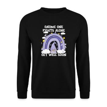 Gnome One Fights Alone Stomach Cancer - Unisex Sweatshirt - black - Front - Alina (178cm) & Michal (187cm)