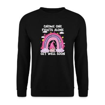 Gnome One Fights Alone Breast Cancer - Unisex Sweatshirt - black - Front - Alina (178cm) & Michal (187cm)