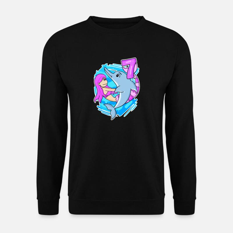 7. Geburtstag Mädchen 7 Jahre alt Meerjungfrau - Unisex Pullover - Schwarz