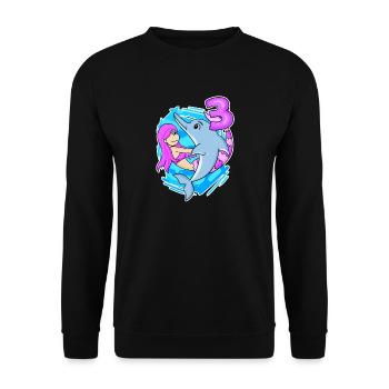 3. Geburtstag Mädchen 3 Jahre alt Meerjungfrau - Unisex Pullover - Schwarz - Vorne - Alina (178cm) & Michal (187cm)