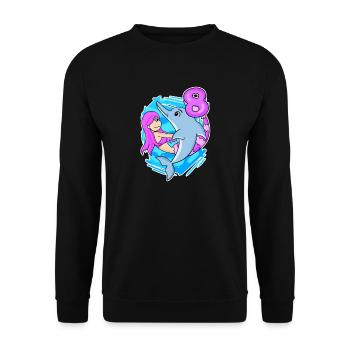 8ème anniversaire Fille de 8 ans Sirène - Sweat-shirt Unisexe - noir - Devant - Alina (178cm) & Michal (187cm)