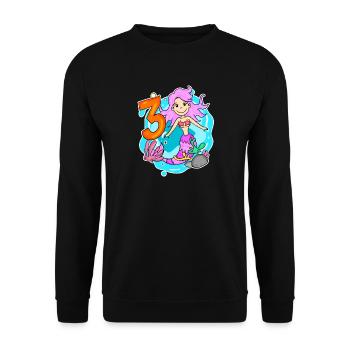 Mädchen 3 Jahre alt 3. Geburtstag Meerjungfrau - Unisex Pullover - Schwarz - Vorne - Alina (178cm) & Michal (187cm)