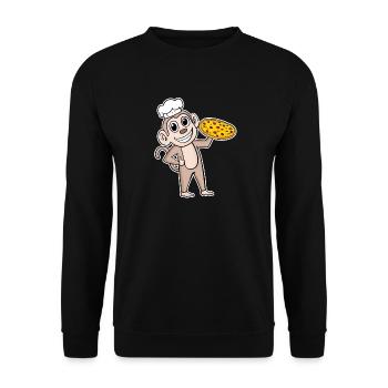 Pizza Maker Pizza Chef Monkey Italian - Unisex Sweatshirt - black - Front - Alina (178cm) & Michal (187cm)