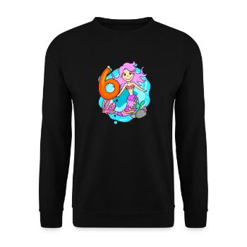 Fille de 6 ans sirène de 6ème anniversaire - Sweat-shirt Unisexe - noir - Devant - Alina (178cm) & Michal (187cm)