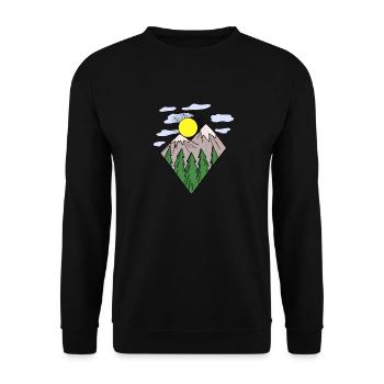 Mountain Mountains Mountain Peaks - Unisex Sweatshirt - black - Front - Alina (178cm) & Michal (187cm)
