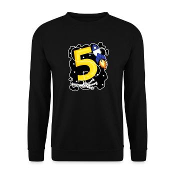 5th birthday 5 years astronaut space - Unisex Sweatshirt - black - Front - Alina (178cm) & Michal (187cm)