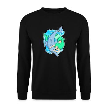 Delfin Meerjungfrau Mädchen Tochter Geschenk - Unisex Pullover - Schwarz - Vorne - Alina (178cm) & Michal (187cm)
