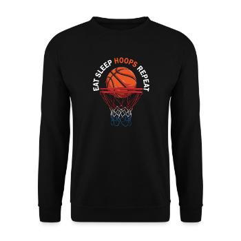 Eat Sleep Hoops Repeat Basketball - Unisex Pullover - Schwarz - Vorne - Alina (178cm) & Michal (187cm)