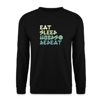 Eat Sleep Hoops Repeat Basketball - Unisex Pullover - Schwarz - Vorne - Alina (178cm) & Michal (187cm)