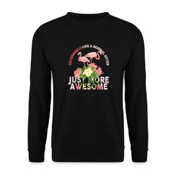 Sistermingo Like Normal Sister Flamingo - Unisex Sweatshirt - black - Front - Alina (178cm) & Michal (187cm)
