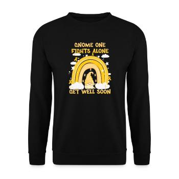 Gnome One Fights Alone Childhood Cancer - Unisex Sweatshirt - black - Front - Alina (178cm) & Michal (187cm)