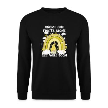 Gnome One Fights Alone Sarcoma Cancer - Unisex Sweatshirt - black - Front - Alina (178cm) & Michal (187cm)