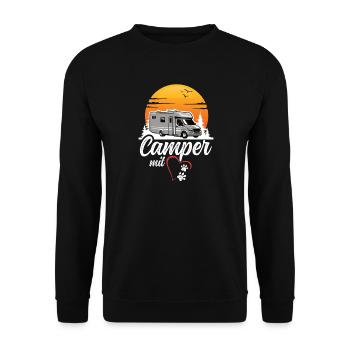 Camper with heart and paws dog camping - Unisex Sweatshirt - black - Front - Alina (178cm) & Michal (187cm)