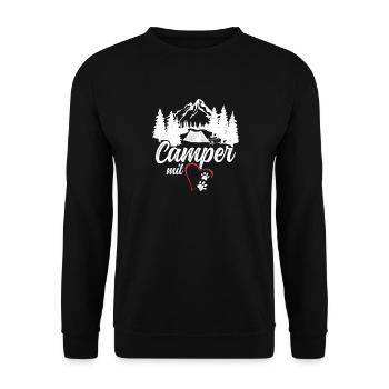 Camper with heart and paws dog camping - Unisex Sweatshirt - black - Front - Alina (178cm) & Michal (187cm)