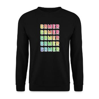 Gamer Rainbow Mehrfachdruck - Unisex Pullover - Schwarz - Vorne - Alina (178cm) & Michal (187cm)