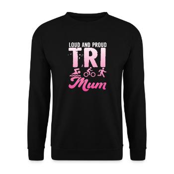 Loud and proud Tri Mum triathlete - Unisex Sweatshirt - black - Front - Alina (178cm) & Michal (187cm)