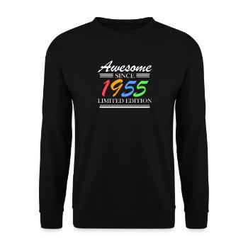 1955 - Jahrgang 1955 - Unisex Pullover - Schwarz - Vorne - Alina (178cm) & Michal (187cm)