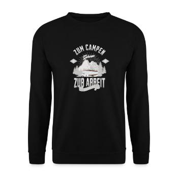 Camping Roadtrip Motiv Wohnmobil Berge - Unisex Pullover - Schwarz - Vorne - Alina (178cm) & Michal (187cm)