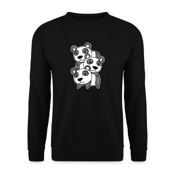 Niedliche Pandas - Unisex Pullover - Schwarz - Vorne - Alina (178cm) & Michal (187cm)
