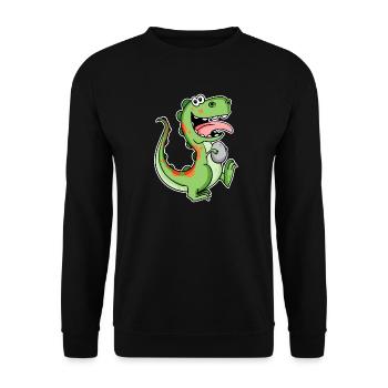 Dinosaur with Baby Dinosaur Egg - Unisex Sweatshirt - black - Front - Alina (178cm) & Michal (187cm)
