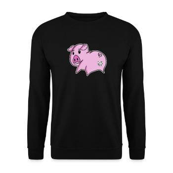 Schwein Arsch - Schwein Hintern - Unisex Pullover - Schwarz - Vorne - Alina (178cm) & Michal (187cm)