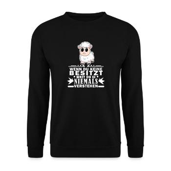 Schafe Schaf Schafzüchter Geschenk - Unisex Pullover - Schwarz - Vorne - Alina (178cm) & Michal (187cm)