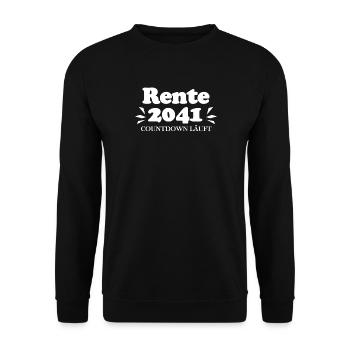 Rente 2041 Ruhestand Rentner Renteneintritt - Unisex Pullover - Schwarz - Vorne - Alina (178cm) & Michal (187cm)