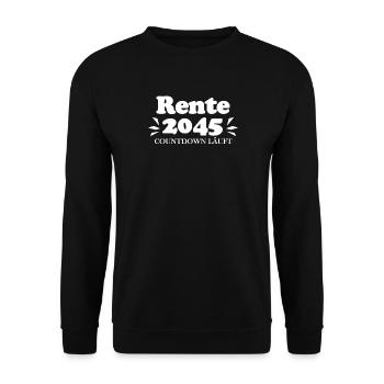 Rente 2045 Ruhestand Rentner Renteneintritt - Unisex Pullover - Schwarz - Vorne - Alina (178cm) & Michal (187cm)