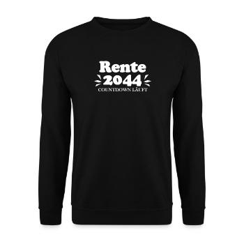 Rente 2044 Ruhestand Rentner Renteneintritt - Unisex Pullover - Schwarz - Vorne - Alina (178cm) & Michal (187cm)