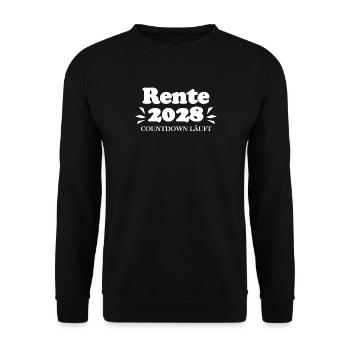 Rente 2028 Ruhestand Rentner Renteneintritt - Unisex Pullover - Schwarz - Vorne - Alina (178cm) & Michal (187cm)