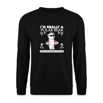 Eisbär Polarbär Bär Spruch Sprüche - Unisex Pullover - Schwarz - Vorne - Alina (178cm) & Michal (187cm)