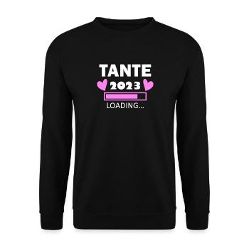 Tante 2023 - Tante werden - Tante Geschenk - Unisex Pullover - Schwarz - Vorne - Alina (178cm) & Michal (187cm)