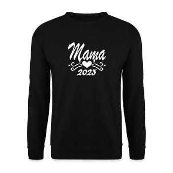 Mama 2023 Mutter Schwangerschaft Geschenk - Unisex Pullover - Schwarz - Vorne - Alina (178cm) & Michal (187cm)