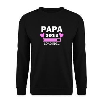 Vater 2023 - Papa 2023 Geschenk Tochter - Unisex Pullover - Schwarz - Vorne - Alina (178cm) & Michal (187cm)