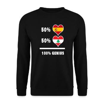 Libanon und Spanien Genie / Geschenk - Unisex Pullover - Schwarz - Vorne - Alina (178cm) & Michal (187cm)
