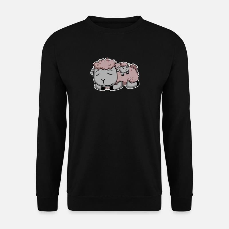 Schaf mit Baby Schaf - Unisex Pullover - Schwarz