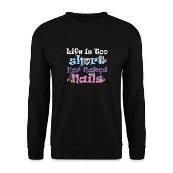 La vie est trop courte pour la technologie des ongles nue - Sweat-shirt Unisexe - noir - Devant - Alina (178cm) & Michal (187cm)