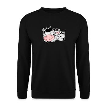 Cow with baby cow - Unisex Sweatshirt - black - Front - Alina (178cm) & Michal (187cm)